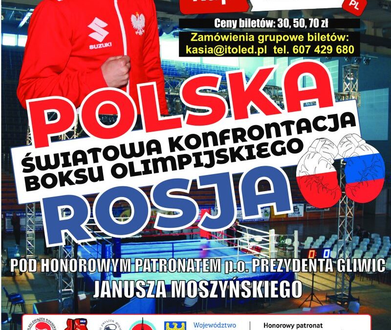 Mecz Polska – Rosja. Informacja o zakupie biletów na plakacie